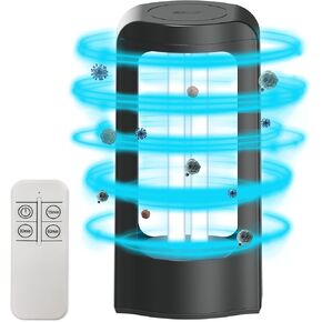 سانسي 42 وات مطهر قوي للأشعة فوق البنفسجية مع مؤقت للتحكم عن بعد، 99.99٪ مصباح UVC بطول موجي 254 نانومتر، محمول لتنظيف الهواء في غرفة كبيرة أو مكتب أو مدرسة - خالي من الأوزون in Kuwait