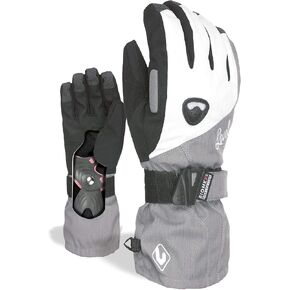 LEVEL Butterfly Women's Snowboard Gloves with Wrist Guards, Proven BioMex Design, Kevlar Palms, Removable Liner (Silver, Medium (8.0in))