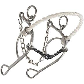 Showman Stainless Steel Rope Nose Combination Snaffle Bit w/Twisted Sweet Iron Mouth