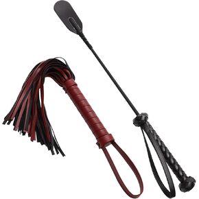 Coolrunner 2P Riding Crop for Horse Riding Crop 18 icnh+20inch Horse Whip with PU Leather Equestrianism Horse Crop Double Slapper Horse Whip Crops for Horses