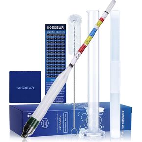 Hydrometer Alcohol Kit, Specific Gravity Hydrometer for Wine, Beer, Mead, Kombucha & Cider, Hydrometer for Wine Making, Mead Making Kit, Abv Tester & Brix, Alcohol Hydrometer + Glass Test Tube