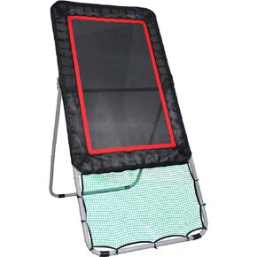 Kapler Lacrosse Rebounder, 4x6FT Folding Lacrosse Bounceback/Return Net, Thickened Rebounder Screen Cloth with Front and Back Extra Pitchback Netting