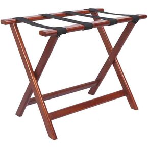 LZMS 24.75" x 14.25" x 19.75" Walnut Wood Folding Luggage Rack with its Space-saving Folding Design – Walnut Finish for High-end hotels, Resorts, and Guesthouses