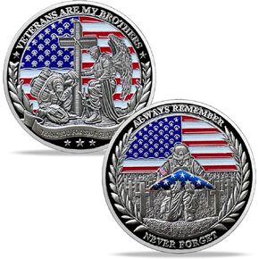 Military Challenge Coins, 24 Pcs US Military Coins Veteran Challenge Coin - Veterans are My Brothers - Thank You for Your Service - Military Commemorative Appreciation Gifts