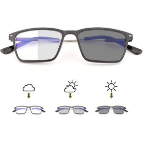 Photochromic Blue Light Blocking Glasses Titanium Anti Eyestrain Computer Gaming Blue Light Screen Blocker Glasses Anti Glare UV Protection Eyewear for Men Women