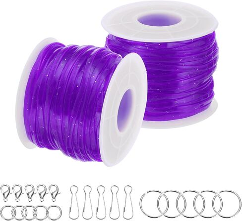 PATIKIL Lanyard String Kit, 2 Rolls Glitters Plastic Lacing Cord Gimp String Lanyard Weaving Kit with Lanyards Accessories for Jewelry Making DIY Crafts, Bracelets, Keychains, Sky Blue in Saudi Arabia