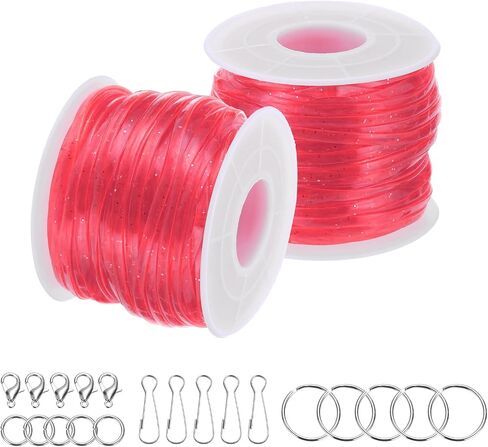 PATIKIL Lanyard String Kit, 2 Rolls Glitters Plastic Lacing Cord Gimp String Lanyard Weaving Kit with Lanyards Accessories for Jewelry Making DIY Crafts, Bracelets, Keychains, Sky Blue in Saudi Arabia