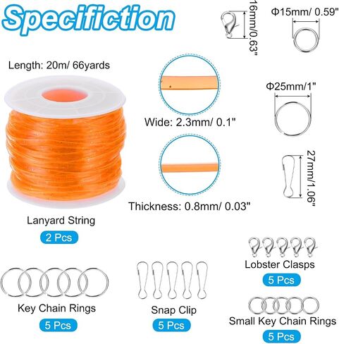 PATIKIL Lanyard String Kit, 2 Rolls Glitters Plastic Lacing Cord Gimp String Lanyard Weaving Kit with Lanyards Accessories for Jewelry Making DIY Crafts, Bracelets, Keychains, Sky Blue in Saudi Arabia