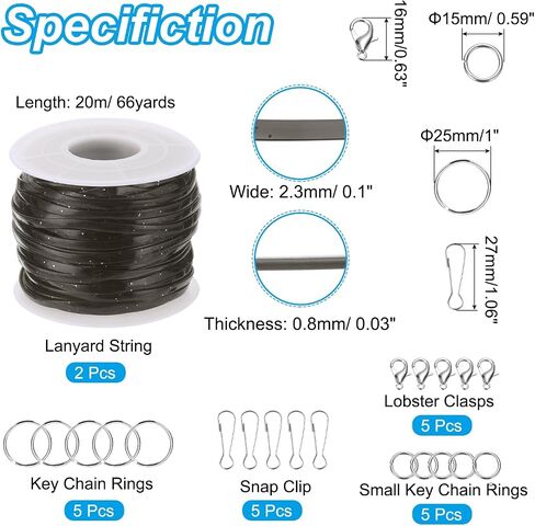 PATIKIL Lanyard String Kit, 2 Rolls Glitters Plastic Lacing Cord Gimp String Lanyard Weaving Kit with Lanyards Accessories for Jewelry Making DIY Crafts, Bracelets, Keychains, Sky Blue in Saudi Arabia