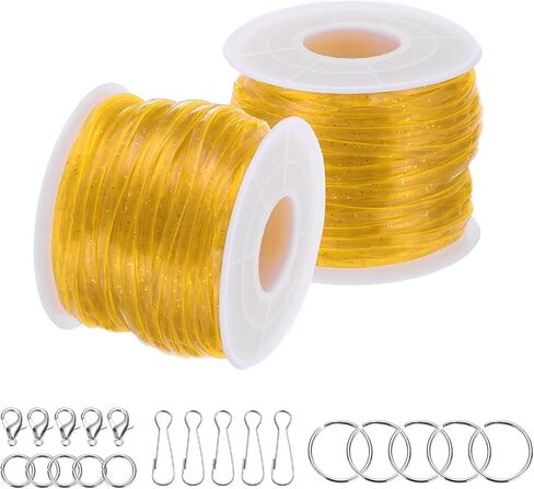 PATIKIL Lanyard String Kit, 2 Rolls Glitters Plastic Lacing Cord Gimp String Lanyard Weaving Kit with Lanyards Accessories for Jewelry Making DIY Crafts, Bracelets, Keychains, Sky Blue in Saudi Arabia