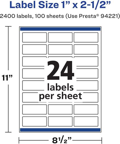 Avery Matte White Rectangle Labels with Sure Feed, 1" x 2.5", 600 Matte White Printable Labels in Saudi Arabia