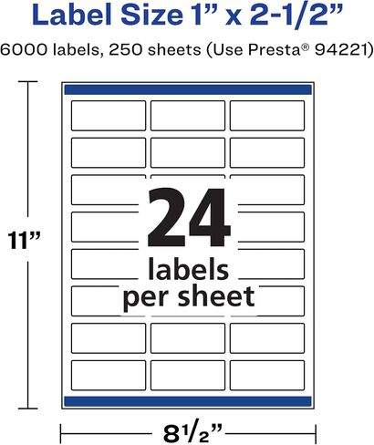 Avery Matte White Rectangle Labels with Sure Feed, 1" x 2.5", 600 Matte White Printable Labels in Saudi Arabia