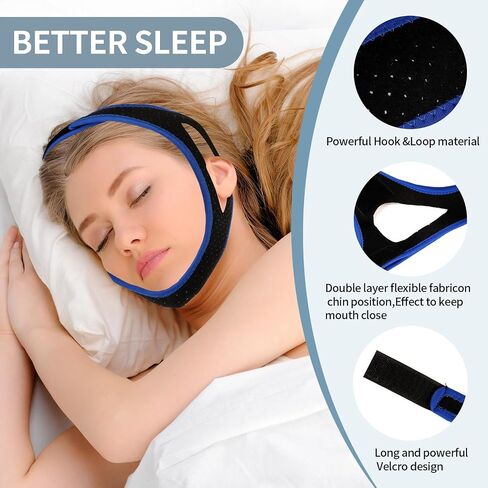 Chin Strap for CPAP Users, Snoring Solution Effective Anti Snore Device Snore Stopper with Adjustable Velcro, Chin Strap for Sleeping Comfortable Stop Snoring Solution in Saudi Arabia