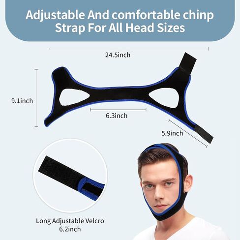 Chin Strap for CPAP Users, Snoring Solution Effective Anti Snore Device Snore Stopper with Adjustable Velcro, Chin Strap for Sleeping Comfortable Stop Snoring Solution in Saudi Arabia