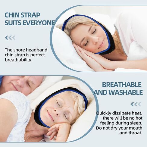 Chin Strap for CPAP Users, Snoring Solution Effective Anti Snore Device Snore Stopper with Adjustable Velcro, Chin Strap for Sleeping Comfortable Stop Snoring Solution in Saudi Arabia