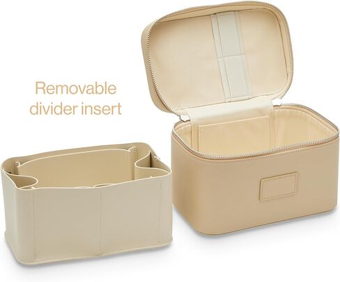 ETOILE - حقيبة مستحضرات تجميل صغيرة باللون العنابي - منظم حقيبة مكياج أنيق للسفر مع فواصل قابلة للإزالة in Kuwait