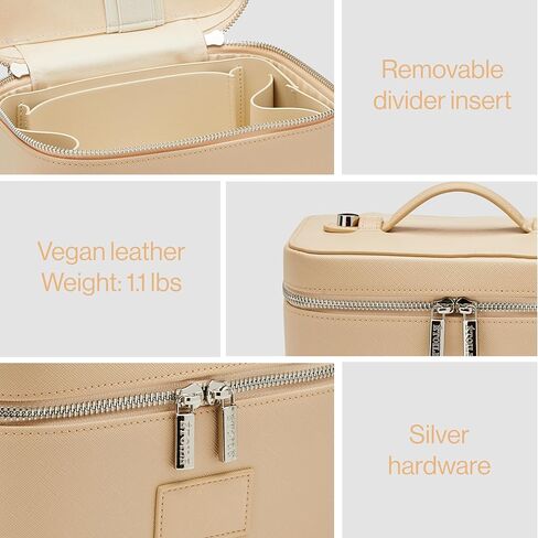 ETOILE - حقيبة مستحضرات تجميل صغيرة باللون العنابي - منظم حقيبة مكياج أنيق للسفر مع فواصل قابلة للإزالة in Kuwait