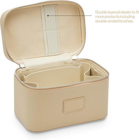 ETOILE - حقيبة مستحضرات تجميل صغيرة باللون العنابي - منظم حقيبة مكياج أنيق للسفر مع فواصل قابلة للإزالة in Kuwait