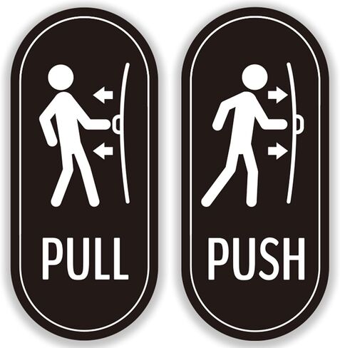 Push Pull Sticker Sign,6 Pack RAMIEYOO Designer Push Pull Signs for Glass Doors and other Side Doors,Vertical Decal Self-Adhesive,Black/White Vinyl Sticker for Doors in Business, Stores, Cafes, Shops in Saudi Arabia