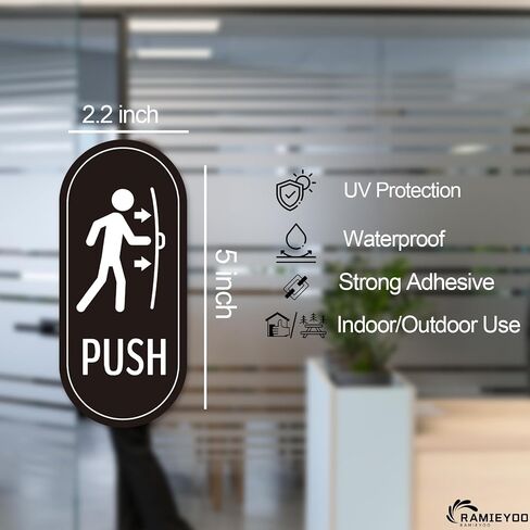 Push Pull Sticker Sign,6 Pack RAMIEYOO Designer Push Pull Signs for Glass Doors and other Side Doors,Vertical Decal Self-Adhesive,Black/White Vinyl Sticker for Doors in Business, Stores, Cafes, Shops in Saudi Arabia