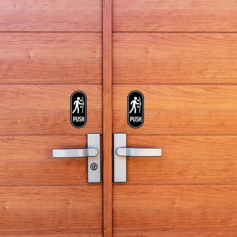 Push Pull Sticker Sign,6 Pack RAMIEYOO Designer Push Pull Signs for Glass Doors and other Side Doors,Vertical Decal Self-Adhesive,Black/White Vinyl Sticker for Doors in Business, Stores, Cafes, Shops in Saudi Arabia