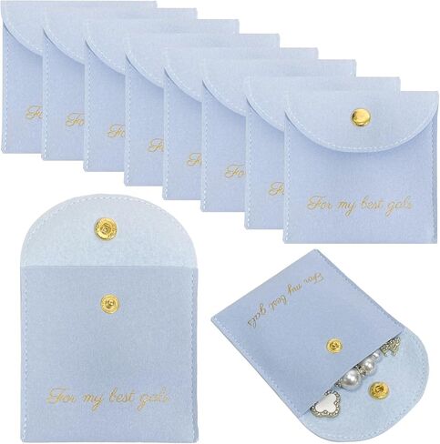 Fuxiqar 10 PCS Jewelry Bags Bridesmaid Gifts Velvet Small Jewelry Pouch with Button (Beige) in Saudi Arabia
