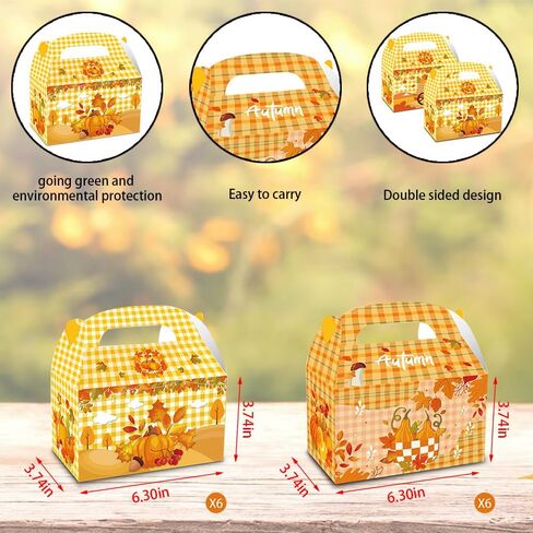 Threetols 12 Pack Thanksgiving Treat Boxes, Orange Pumpkin Fall Gift Boxes Autumn Turkey Maple leaf Foldable Boxes Thanksgiving Party Favor Boxes Harvest Candy Gift Wrap Boxes for Fall Party Supplie in Saudi Arabia