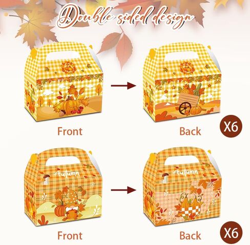 Threetols 12 Pack Thanksgiving Treat Boxes, Orange Pumpkin Fall Gift Boxes Autumn Turkey Maple leaf Foldable Boxes Thanksgiving Party Favor Boxes Harvest Candy Gift Wrap Boxes for Fall Party Supplie in Saudi Arabia