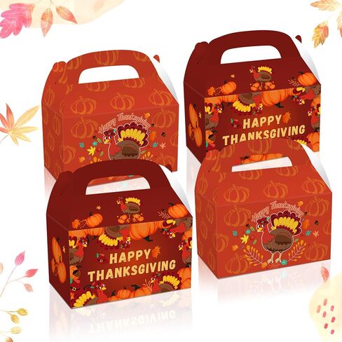 Threetols 12 Pack Thanksgiving Treat Boxes, Orange Pumpkin Fall Gift Boxes Autumn Turkey Maple leaf Foldable Boxes Thanksgiving Party Favor Boxes Harvest Candy Gift Wrap Boxes for Fall Party Supplie in Saudi Arabia