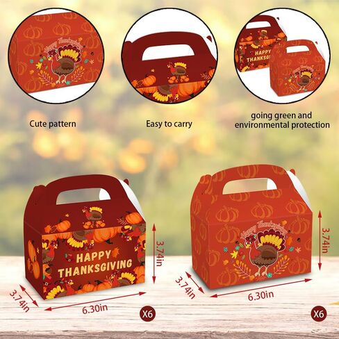 Threetols 12 Pack Thanksgiving Treat Boxes, Orange Pumpkin Fall Gift Boxes Autumn Turkey Maple leaf Foldable Boxes Thanksgiving Party Favor Boxes Harvest Candy Gift Wrap Boxes for Fall Party Supplie in Saudi Arabia