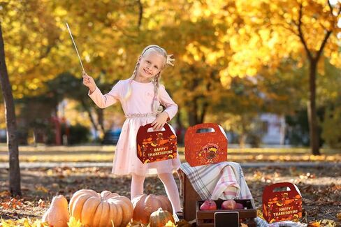 Threetols 12 Pack Thanksgiving Treat Boxes, Orange Pumpkin Fall Gift Boxes Autumn Turkey Maple leaf Foldable Boxes Thanksgiving Party Favor Boxes Harvest Candy Gift Wrap Boxes for Fall Party Supplie in Saudi Arabia