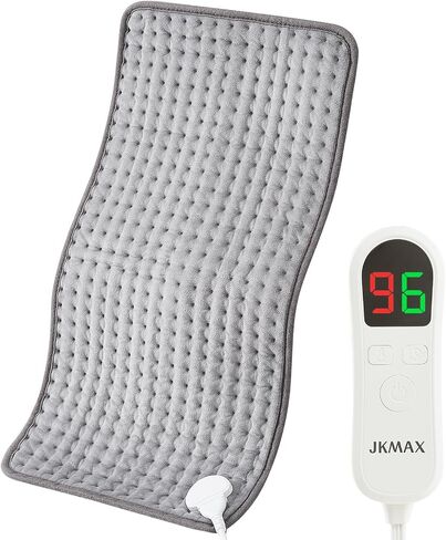 Heating Pad for Back Pain & Cramps Relief - Heat Pads for Back with 10 Heat Settings 6 Level Timer Auto Shut Off - Electric Heating Pads Machine Washable - Large Heat Pad (12"x24" Grey) in Saudi Arabia