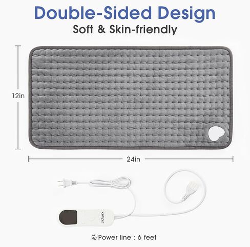 Heating Pad for Back Pain & Cramps Relief - Heat Pads for Back with 10 Heat Settings 6 Level Timer Auto Shut Off - Electric Heating Pads Machine Washable - Large Heat Pad (12"x24" Grey) in Saudi Arabia