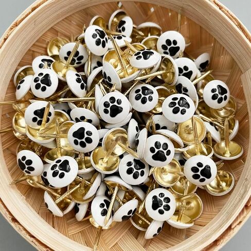 Let's Decorate 100PCS D11mm/0.43" Upholstery Tacks with Paw Pattern, Decorative Thumb Tacks for Corkboard and Bulletin Board, Cute Crafts Wooden Furniture DIY Projects (White, 100) in Kuwait