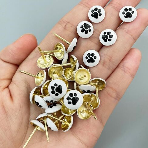 Let's Decorate 100PCS D11mm/0.43" Upholstery Tacks with Paw Pattern, Decorative Thumb Tacks for Corkboard and Bulletin Board, Cute Crafts Wooden Furniture DIY Projects (White, 100) in Kuwait
