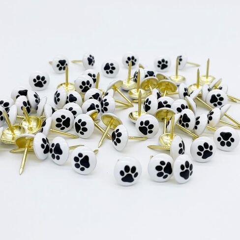 Let's Decorate 100PCS D11mm/0.43" Upholstery Tacks with Paw Pattern, Decorative Thumb Tacks for Corkboard and Bulletin Board, Cute Crafts Wooden Furniture DIY Projects (White, 100) in Kuwait