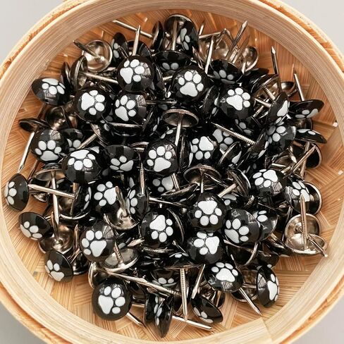 Let's Decorate 100PCS D11mm/0.43" Upholstery Tacks with Paw Pattern, Decorative Thumb Tacks for Corkboard and Bulletin Board, Cute Crafts Wooden Furniture DIY Projects (White, 100) in Kuwait
