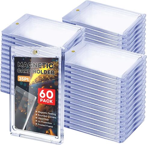 100 Pcs Magnetic Card Holder, 35 pt Magnetic Card Holder for Sports Game Baseball Cards, Collectible Trading Card Case Business Card Holders in Saudi Arabia