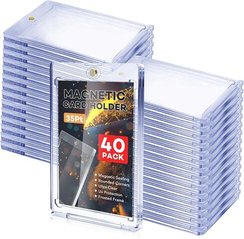 100 Pcs Magnetic Card Holder, 35 pt Magnetic Card Holder for Sports Game Baseball Cards, Collectible Trading Card Case Business Card Holders in Saudi Arabia