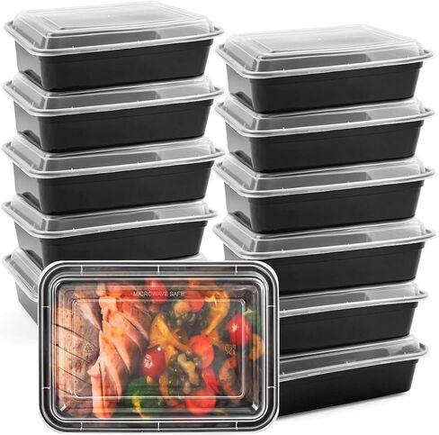 مركز لوحة MBC MAT، 50 عبوة (38 أونصة) حاوية طعام مكونة من حجرة واحدة - حاوية طعام مستطيلة الشكل مع صندوق غداء محمول بغطاء - قابل للتكديس - خالٍ من البيسفينول A - مجمد / ميكروويف / غسالة أطباق آمن - تخزين قابل لإعادة الاستخدام in Kuwait