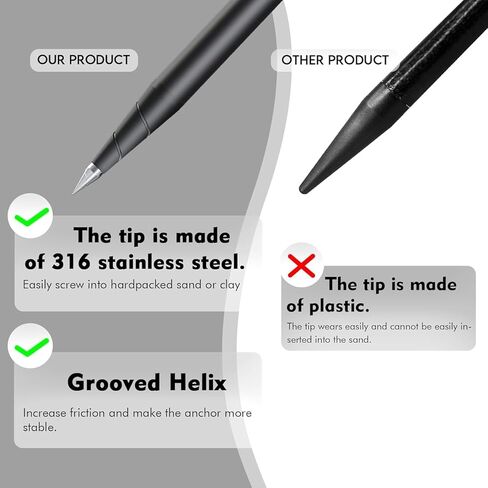 عمود مرساة ودفع 7.75 بوصة، عمود مرساة للمياه الضحلة مع مقبض على شكل حرف T وبوصلة، دبوس مرساة من الألياف الزجاجية متعدد الوظائف على الشاطئ in Kuwait