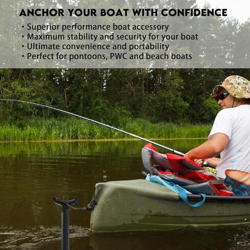 عمود مرساة ودفع 7.75 بوصة، عمود مرساة للمياه الضحلة مع مقبض على شكل حرف T وبوصلة، دبوس مرساة من الألياف الزجاجية متعدد الوظائف على الشاطئ in Kuwait