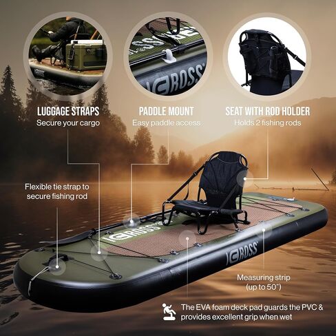 3000 Sit on Top Kayak Package — Inflatable Fishing Kayak — Stable Inflatable Fishing SUP with Kayak Seat — Paddler Stands Comfortably, Glides to Remote Waters, Transport 660lbs, Weight 27lbs in Saudi Arabia