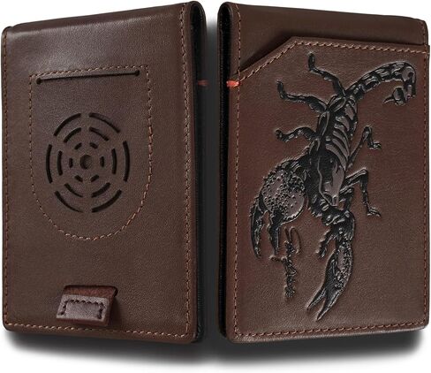 Mens Slim Air Tag Wallet Brown Western Scorpion Front Pocket Wallets For Men Airtag With Money Clip Card Holder Genuine Leather(brown) in Saudi Arabia
