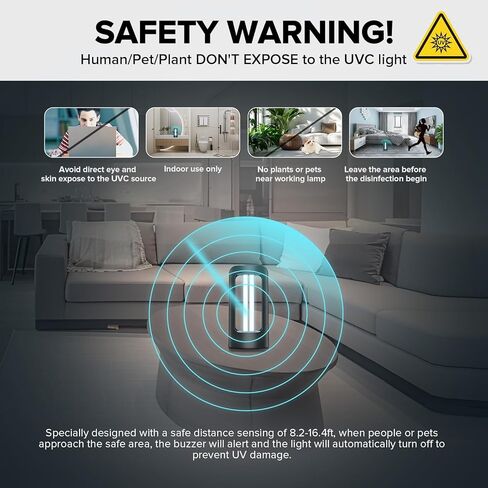 سانسي 42 وات مطهر قوي للأشعة فوق البنفسجية مع مؤقت للتحكم عن بعد، 99.99٪ مصباح UVC بطول موجي 254 نانومتر، محمول لتنظيف الهواء في غرفة كبيرة أو مكتب أو مدرسة - خالي من الأوزون in Kuwait