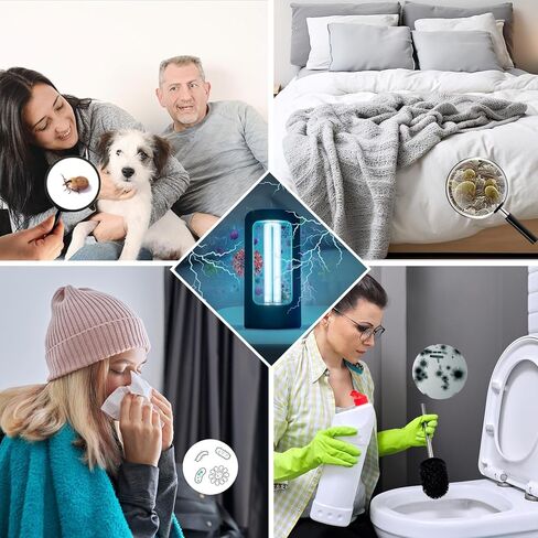 سانسي 42 وات مطهر قوي للأشعة فوق البنفسجية مع مؤقت للتحكم عن بعد، 99.99٪ مصباح UVC بطول موجي 254 نانومتر، محمول لتنظيف الهواء في غرفة كبيرة أو مكتب أو مدرسة - خالي من الأوزون in Kuwait