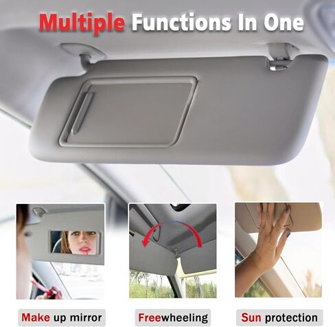 ZONFANT Left Driver Side Sun Visor with Light Compatible with Mazda Vehicle 3 2010-2013, Replaces#BBM2-69-320C-75 BBM3-69-320C-75 in Kuwait
