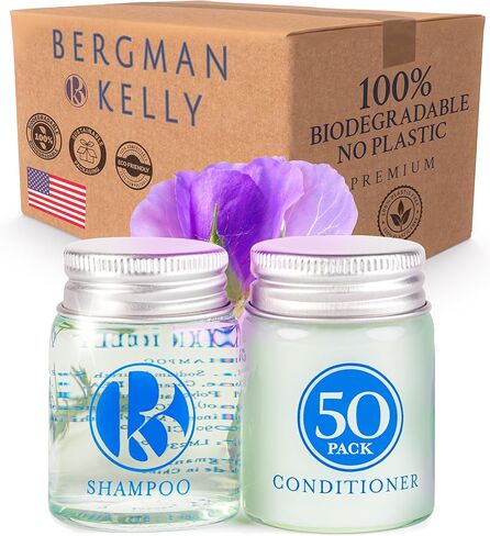 Bergman Kelly - Luxury Hotel Toiletries Bundle - Bel Air, 1 oz each, 100 Pieces - 2-Piece Set: 50 Shampoos & 50 Conditioners in Pure Glass Bottles in Saudi Arabia