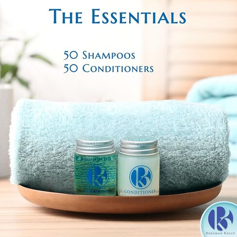 Bergman Kelly - Luxury Hotel Toiletries Bundle - Bel Air, 1 oz each, 100 Pieces - 2-Piece Set: 50 Shampoos & 50 Conditioners in Pure Glass Bottles in Saudi Arabia