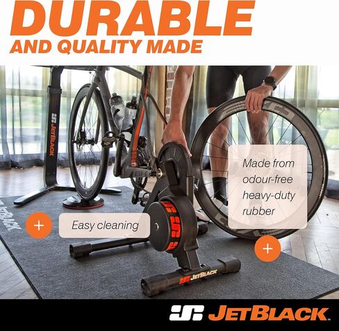 بساط معدات Jetblack لمدرب الدراجة الداخلي - استخدم بساط تمرين عالي التحمل تحت المعدات، بساط ركوب الدراجات الداخلي، بساط المشي، بساط الصالة الرياضية، بساط تمرين الدراجة للأرضيات الصلبة وحماية السجاد in Saudi Arabia